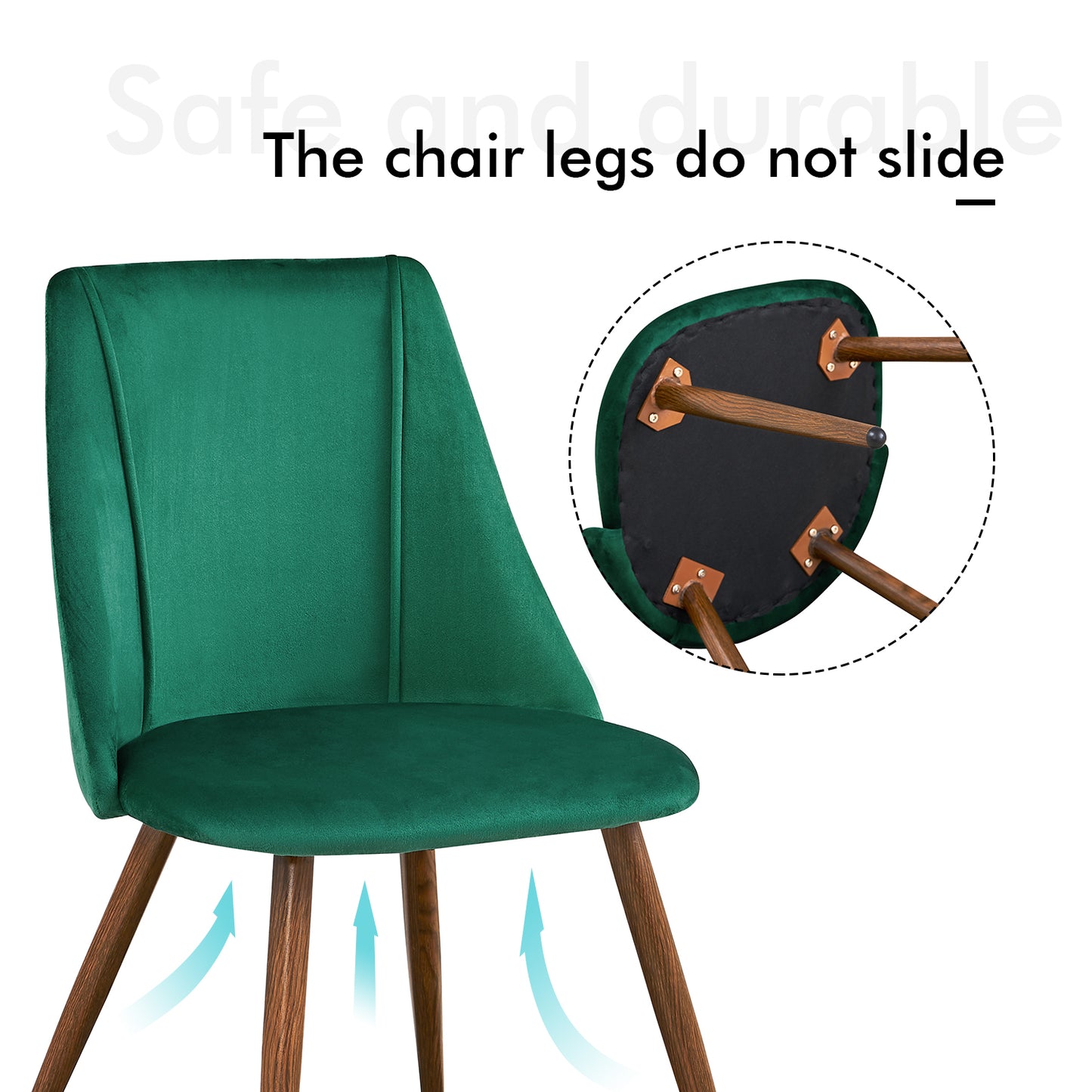 Lot de 2 Chaises de Salle à Manger en Velours Vert de Style Scandinave