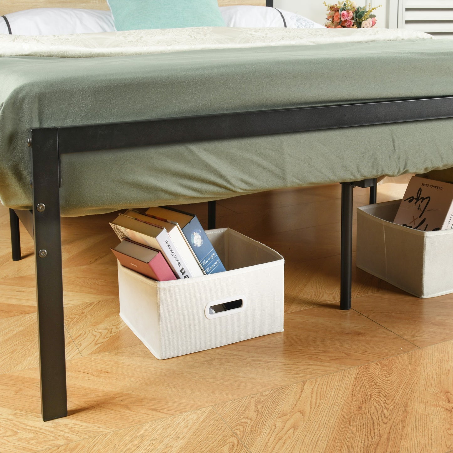 Lit double métal - 140x190cm - Marron - Classique