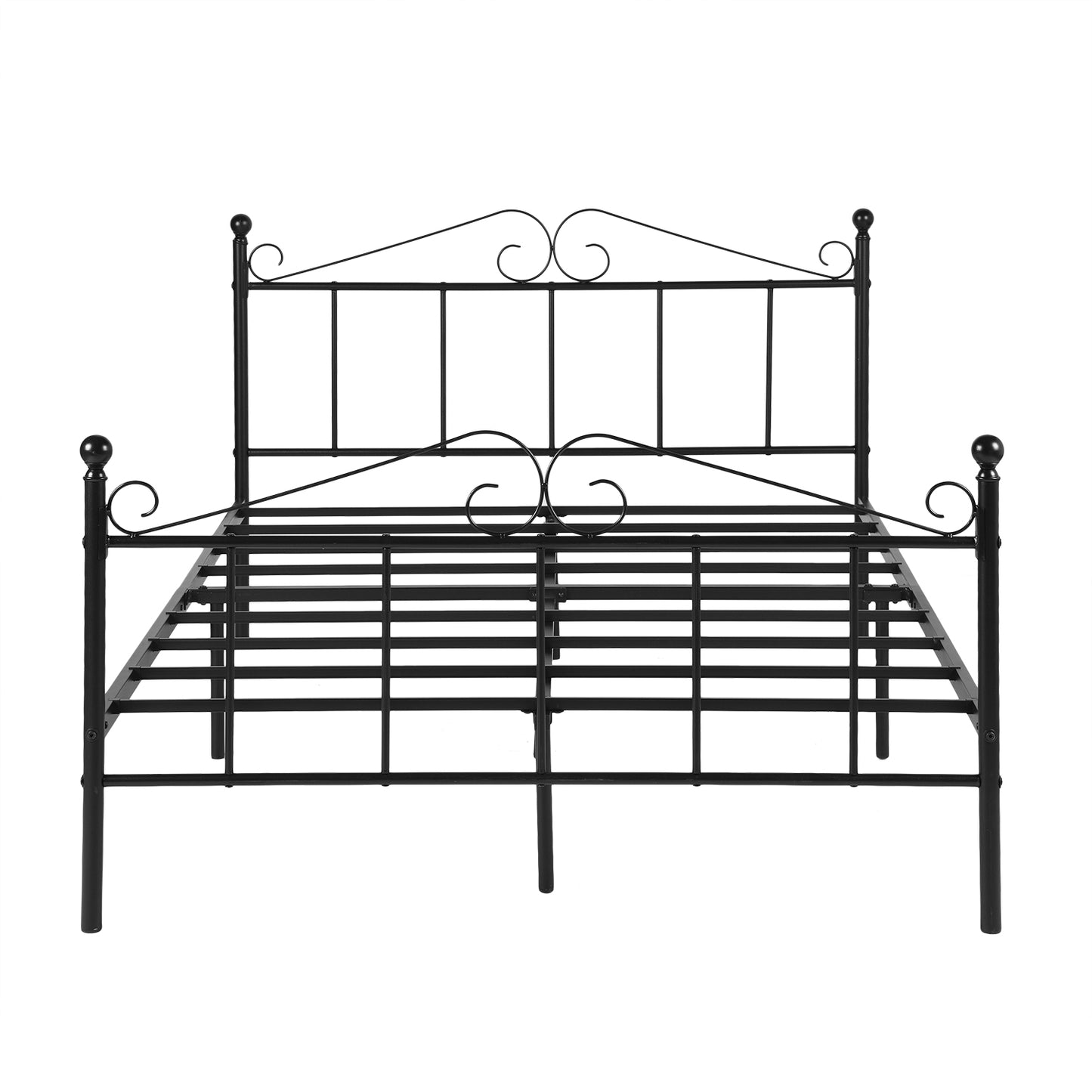 Cadre de Lit Double en Métal - 140x190 cm - Noir