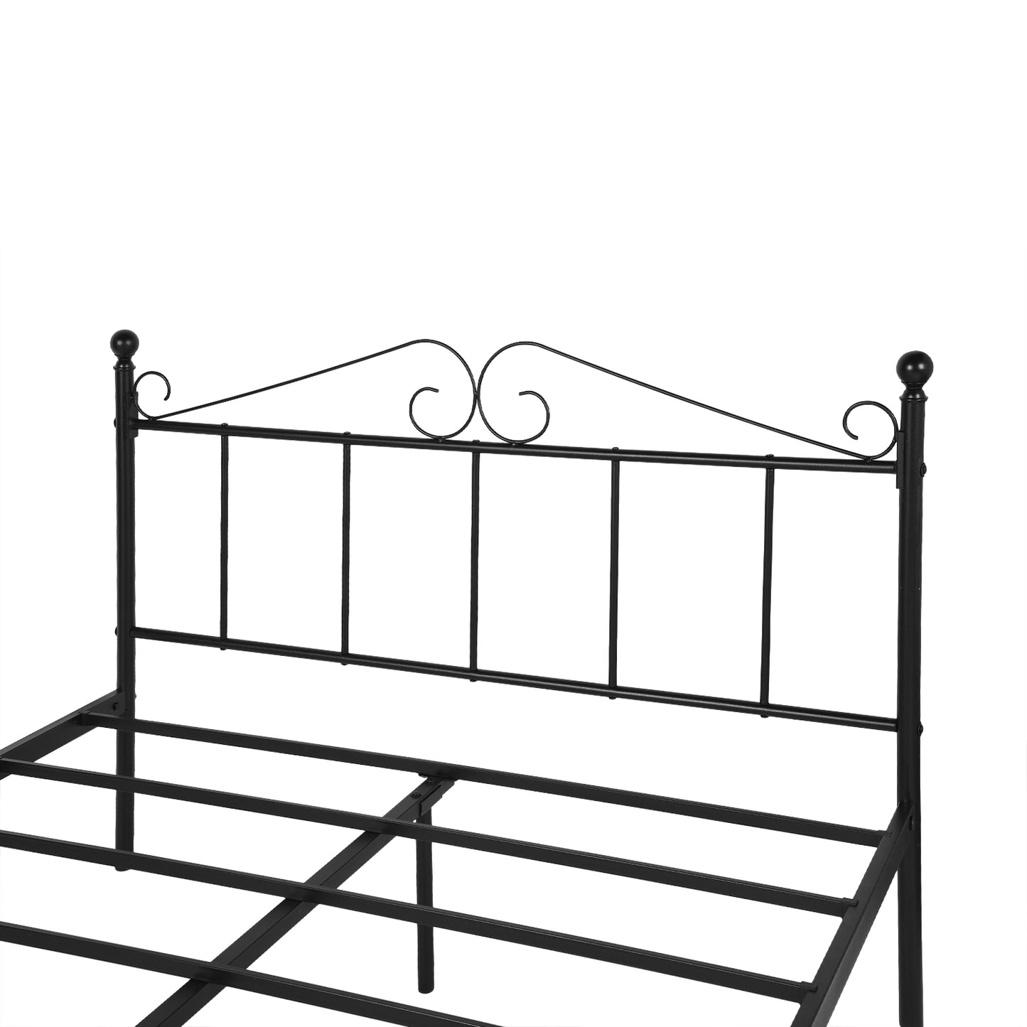 Cadre de Lit Double en Métal - 140x190 cm - Noir