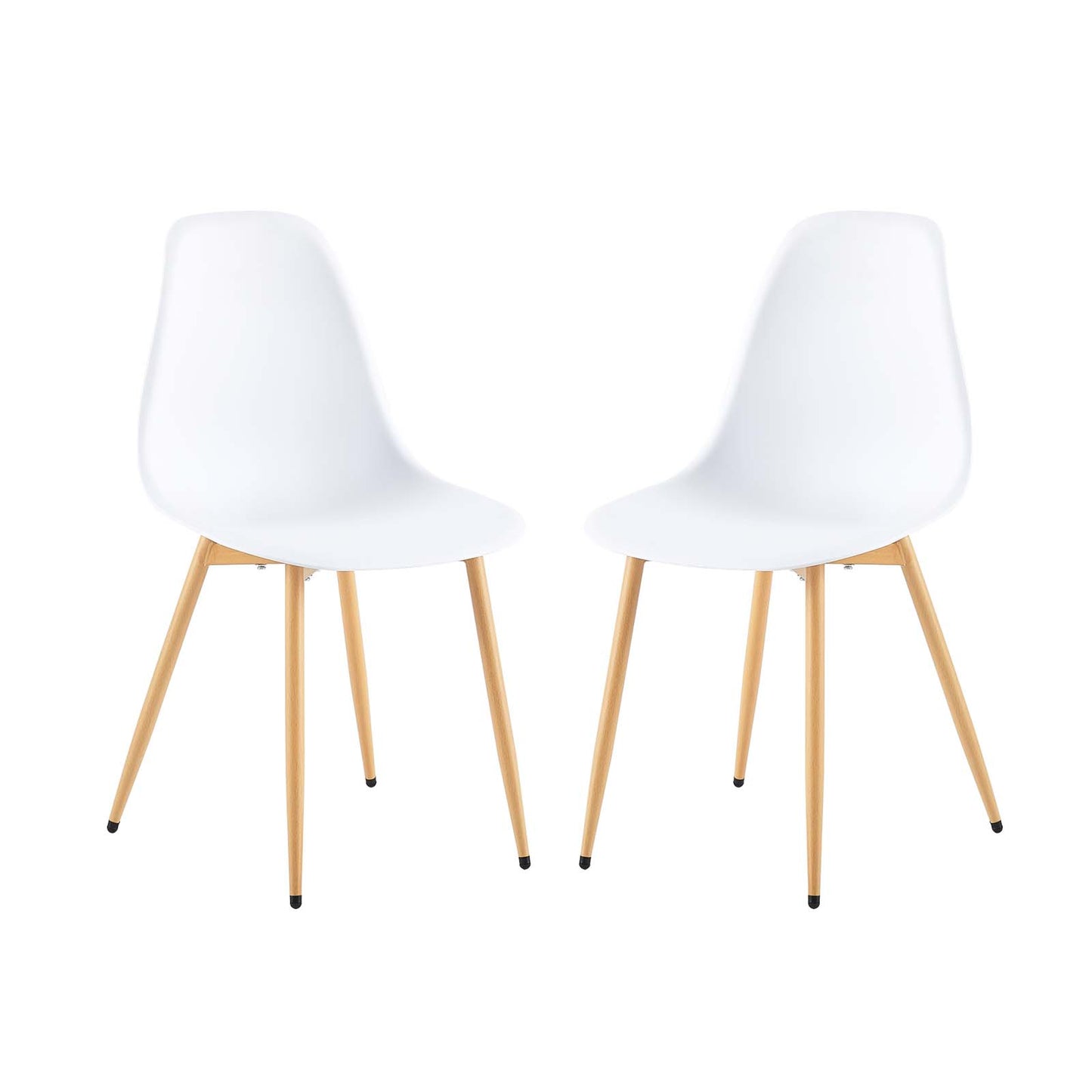 Lot de 2 Chaises de Salle à Manger de Style Scandinave avec Châssis en Fer et Pieds en Hêtre Veiné - 51x46x85cm - Blanc