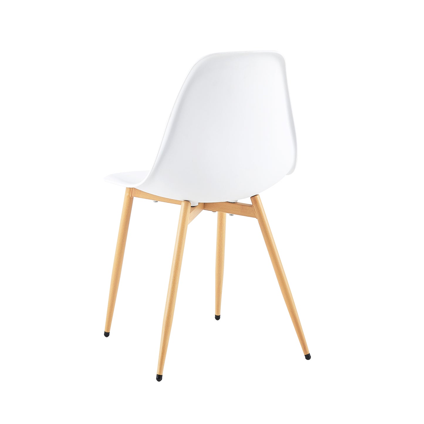 Lot de 2 Chaises de Salle à Manger de Style Scandinave avec Châssis en Fer et Pieds en Hêtre Veiné - 51x46x85cm - Blanc