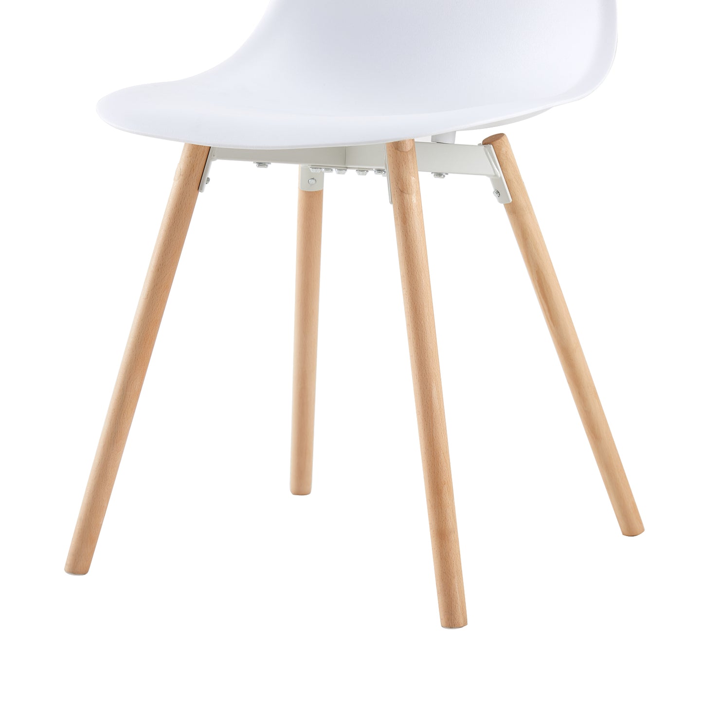Lot de 2 Chaises de Salle à Manger de Style Scandinave avec Pieds en Hêtre - 54x46x84cm - Blanc