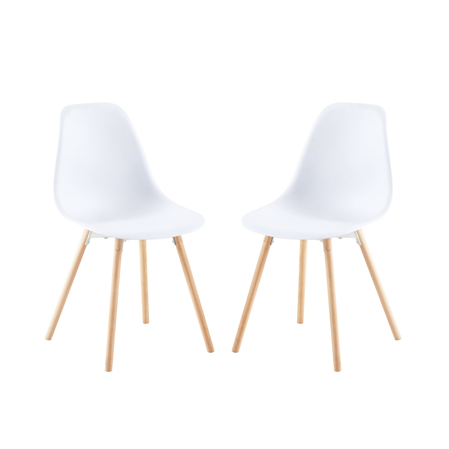 Lot de 2 Chaises de Salle à Manger de Style Scandinave avec Pieds en Hêtre - 54x46x84cm - Blanc