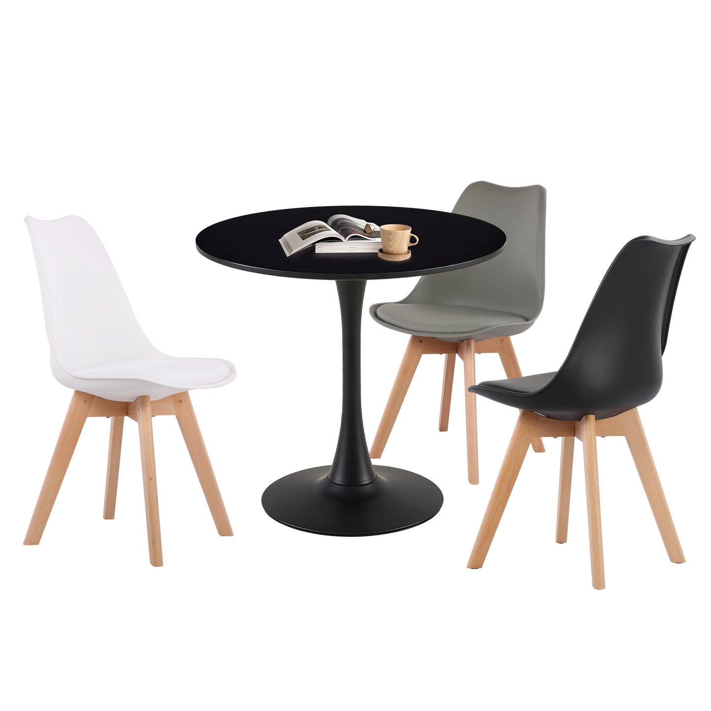 Table à manger à tréteaux avec 70cm - Noir