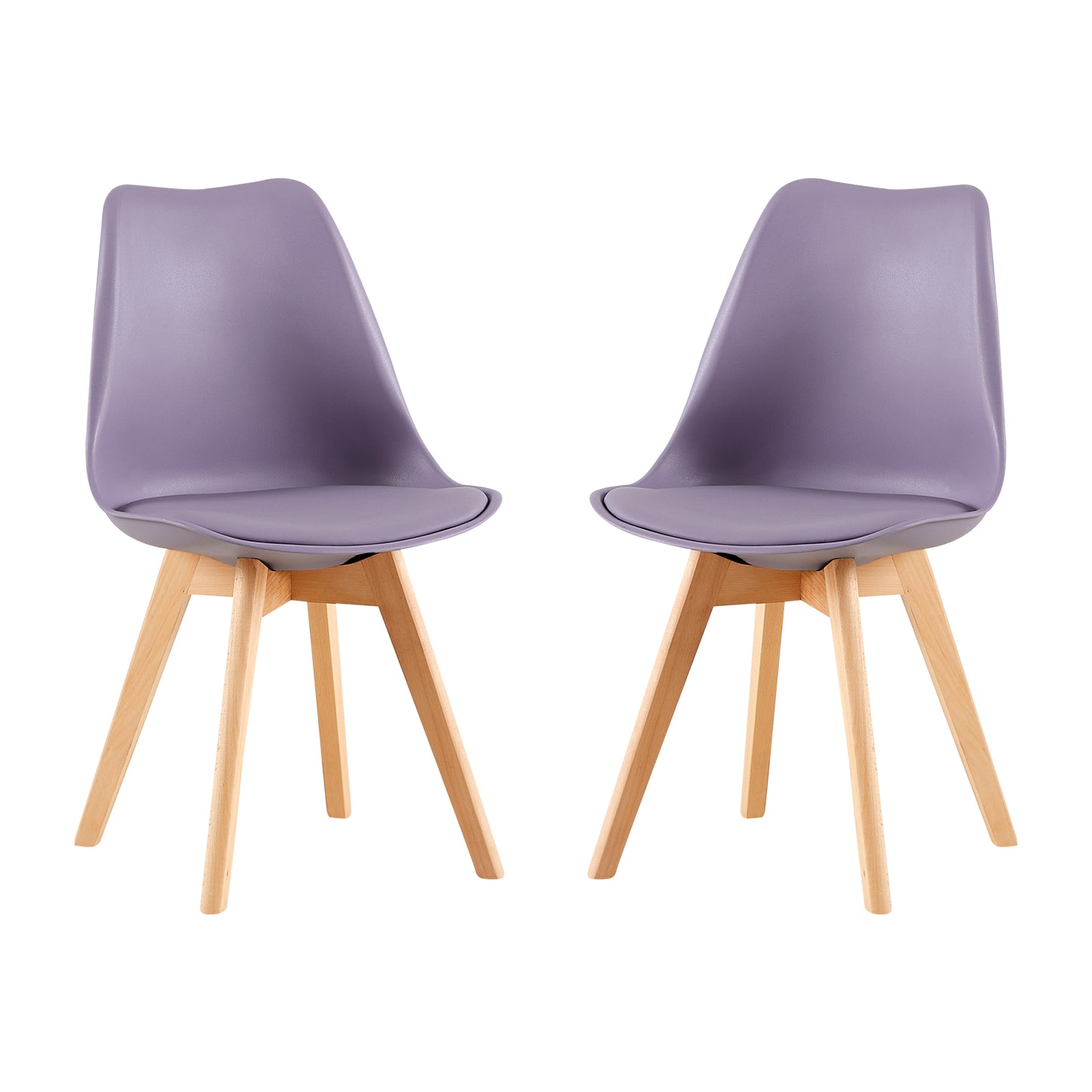 Lot de 2 chaises de salle à manger design contemporain scandinave - Gris-violet