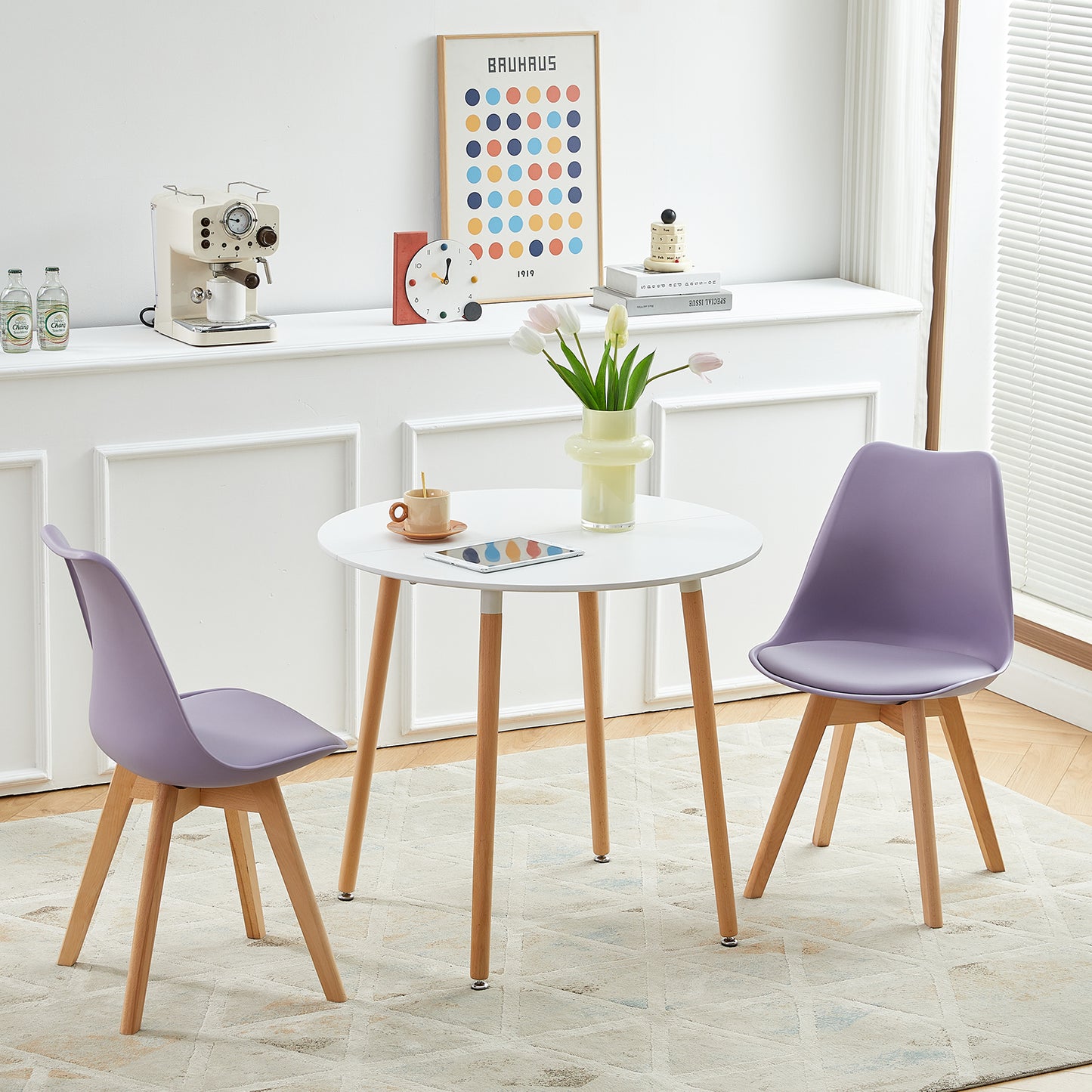1× chaise de salle à manger design contemporain scandinave - Gris-violet