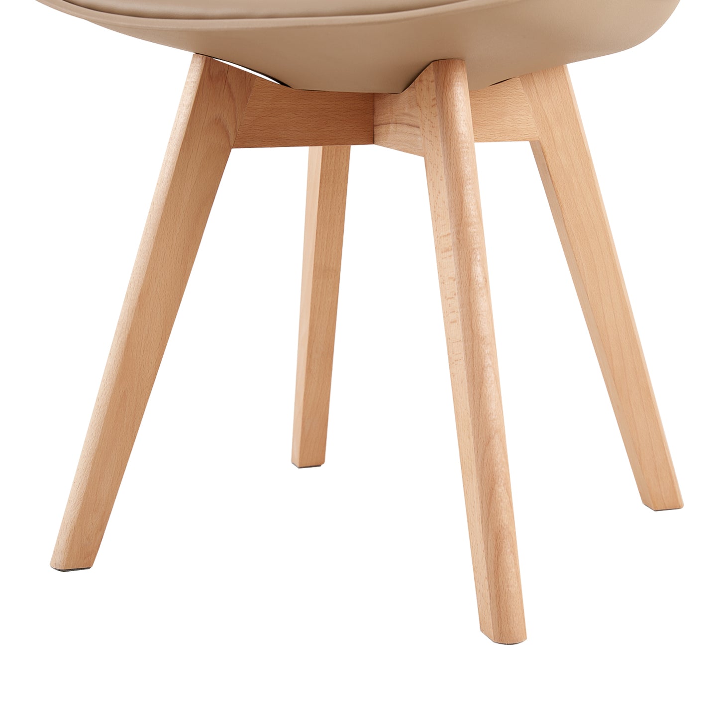 Lot de 4 Chaise de salle à manger de style nordique, Cuisine Rétro Rembourrée Chaise de Salle de Bureau, Pieds en Bois de Hêtre Massif--Kaki