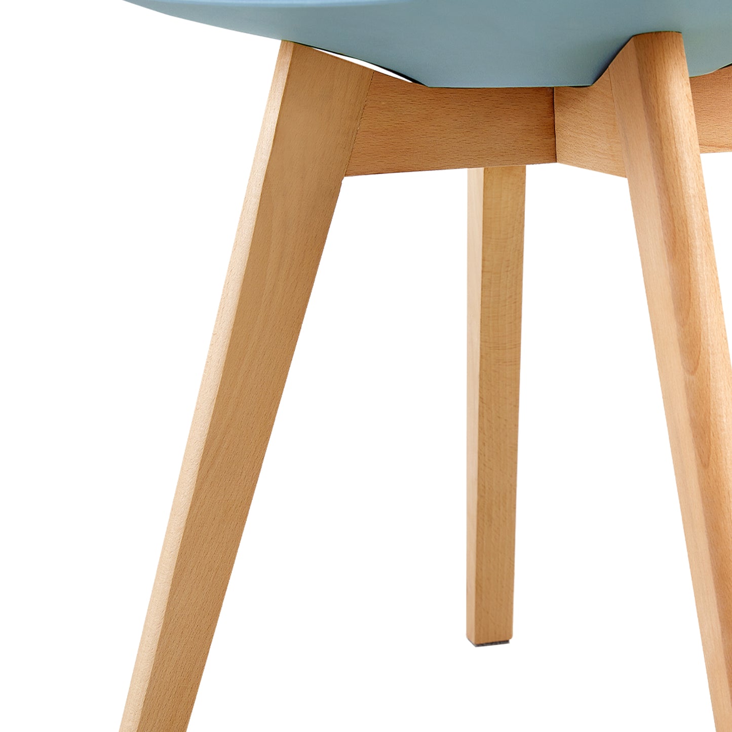 Lot de 2 Chaises de Cuisine Rétro Rembourrée Chaise de Salle de Bureau, Pieds en Bois de Hêtre Massif--Bleu clair