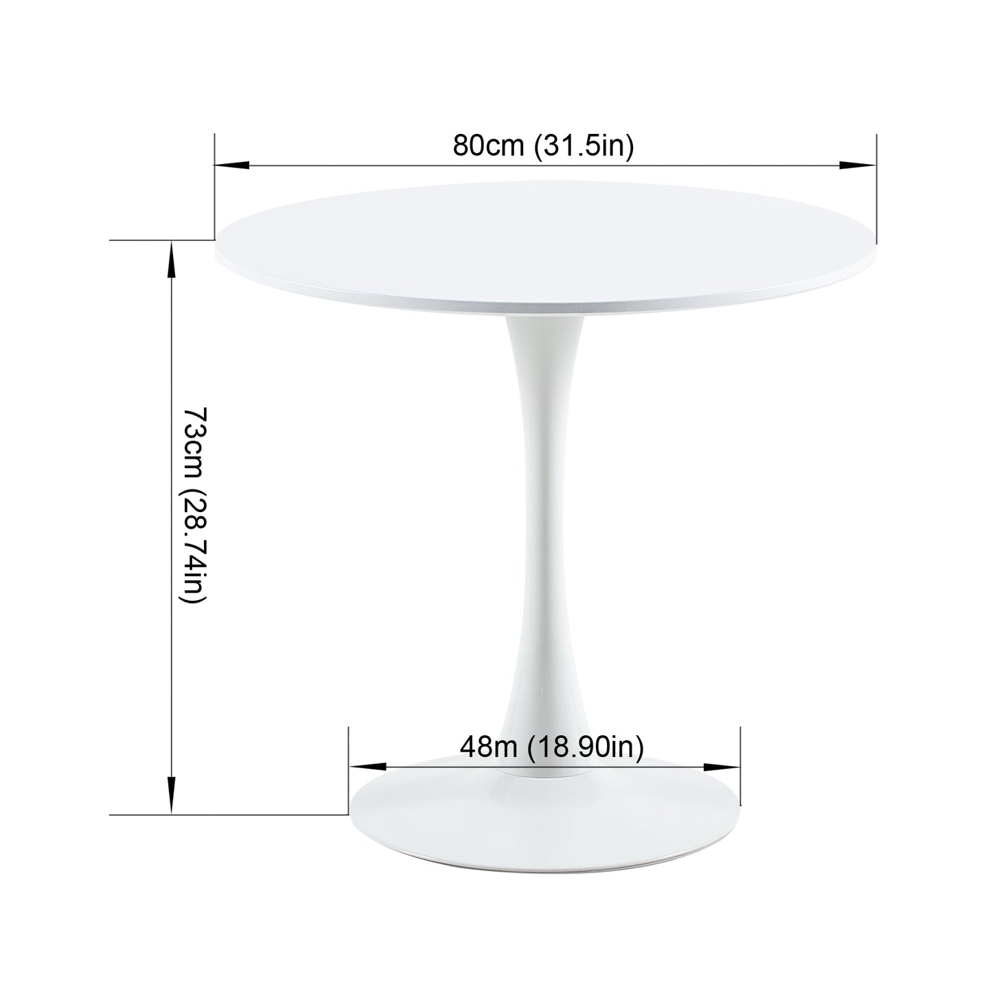 Table à Manger Nordique Style Tulipe - Petite Table Ronde pour Balcon - Blanc