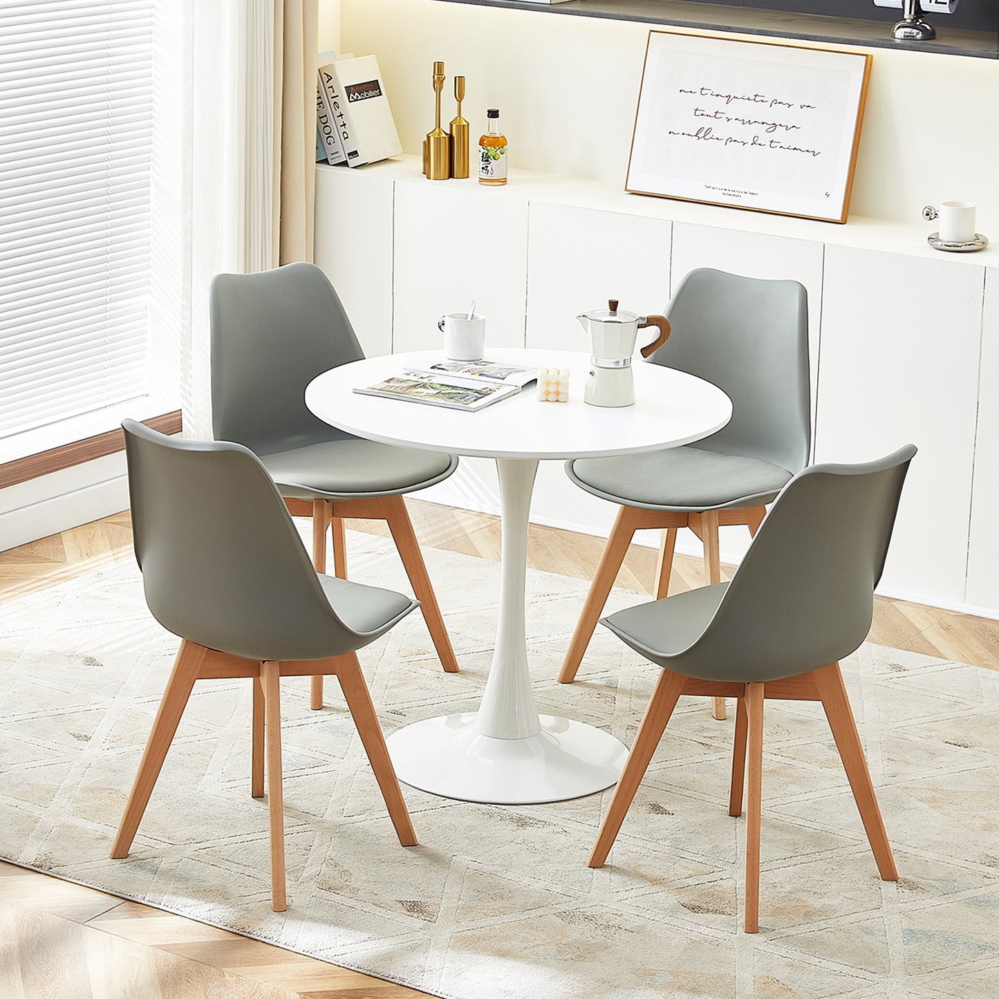 Table à Manger Nordique Style Tulipe - Petite Table Ronde pour Balcon - Blanc