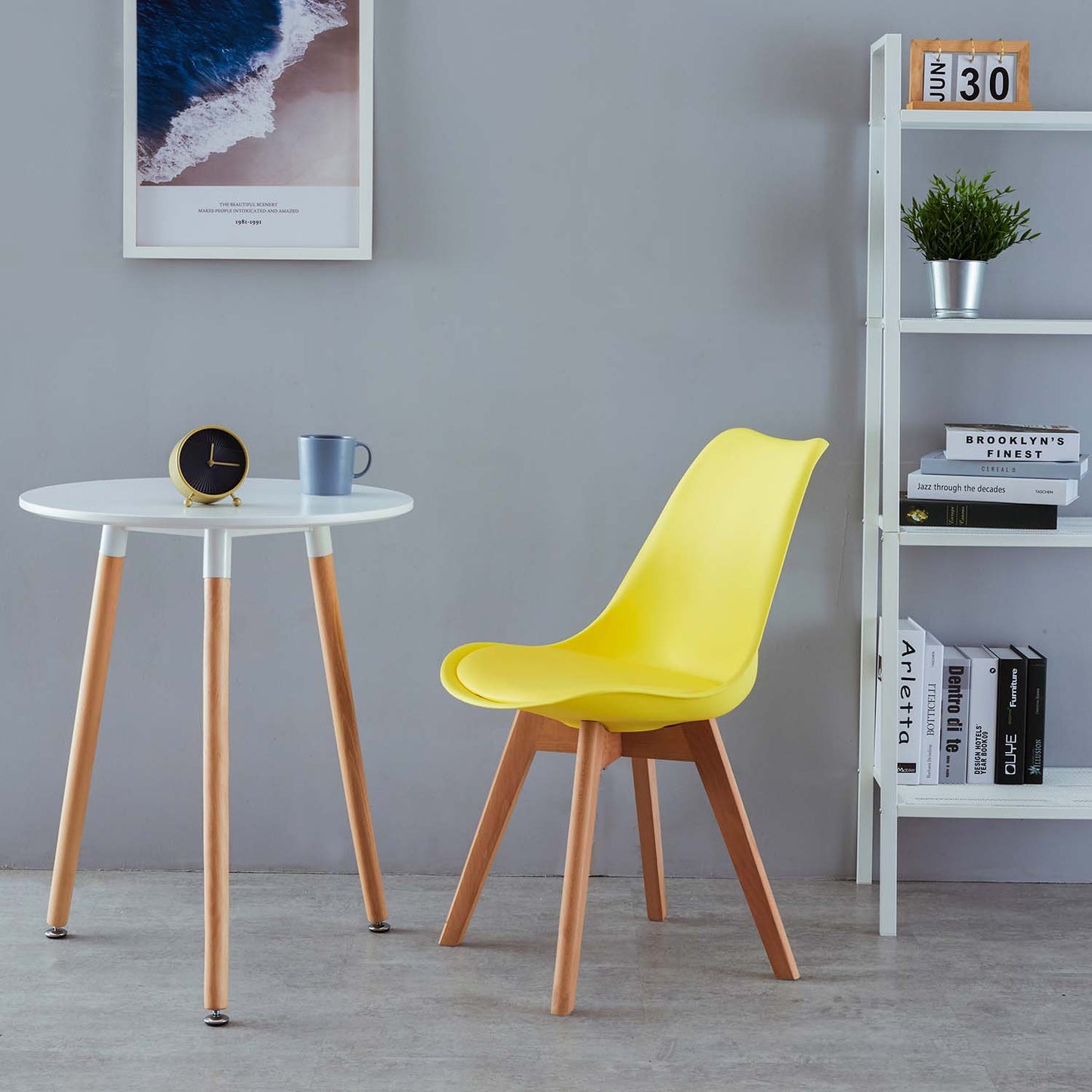 Lot de 2 chaises de salle à manger design contemporain scandinave - Jaune