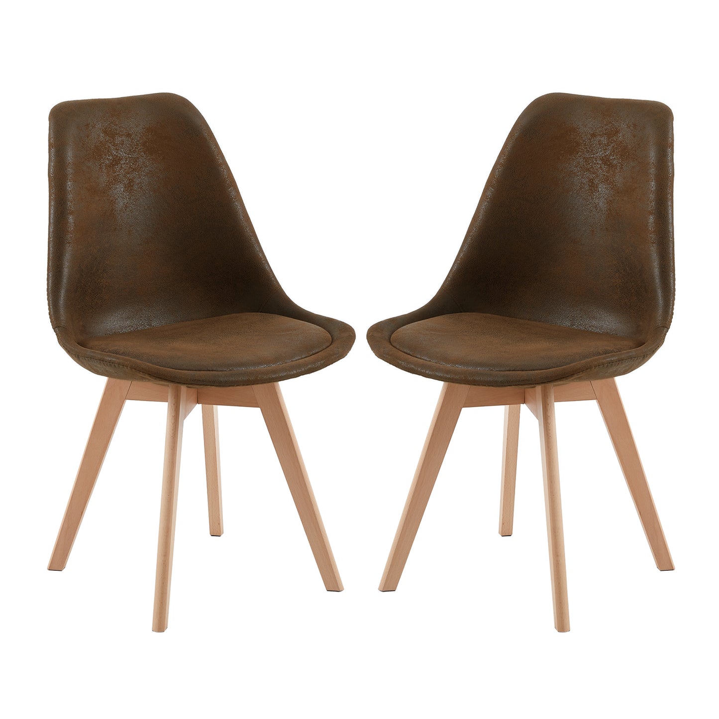 Lot de 2 chaises au design Scandinave contemporain pour salle à manger - Marron