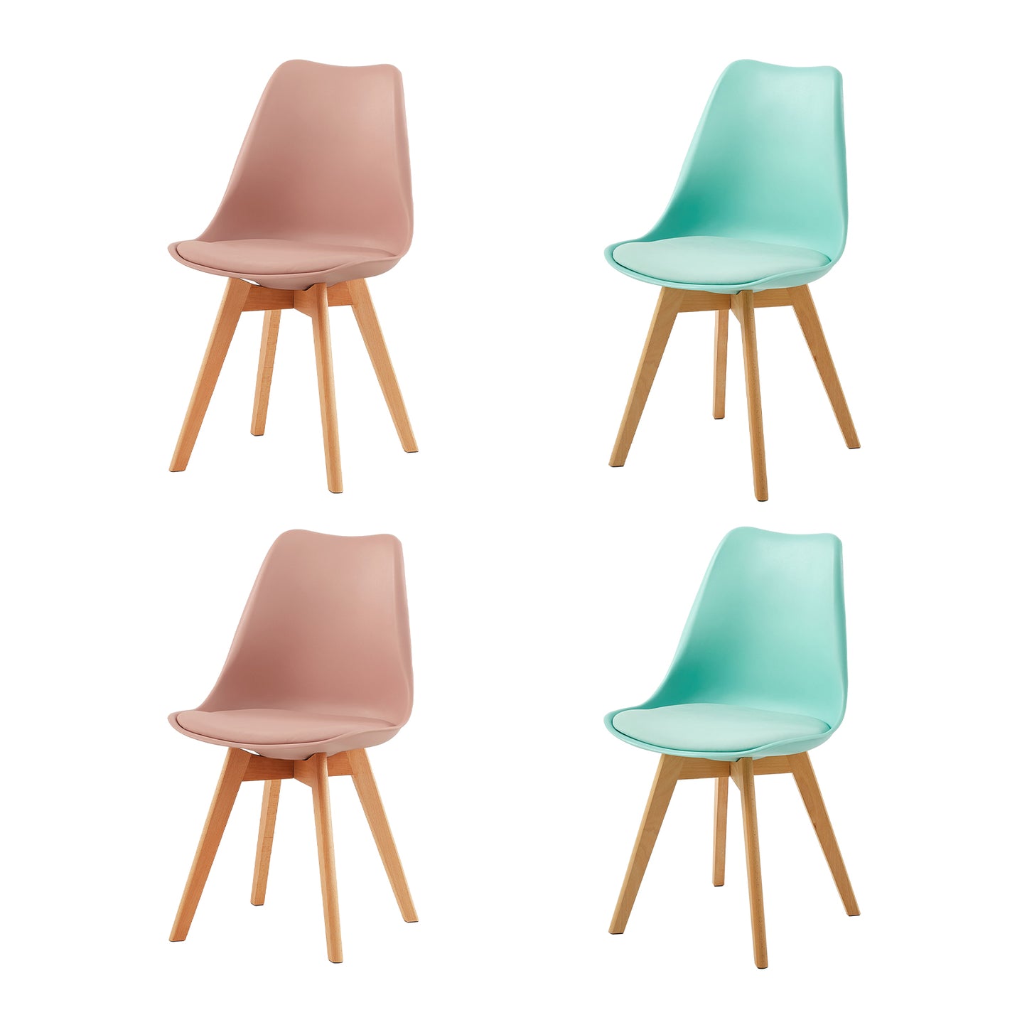 Cuisine design avec coussins en cuir et pieds en hêtre massif, mélange de couleurs pâte de menthe verte et haricot