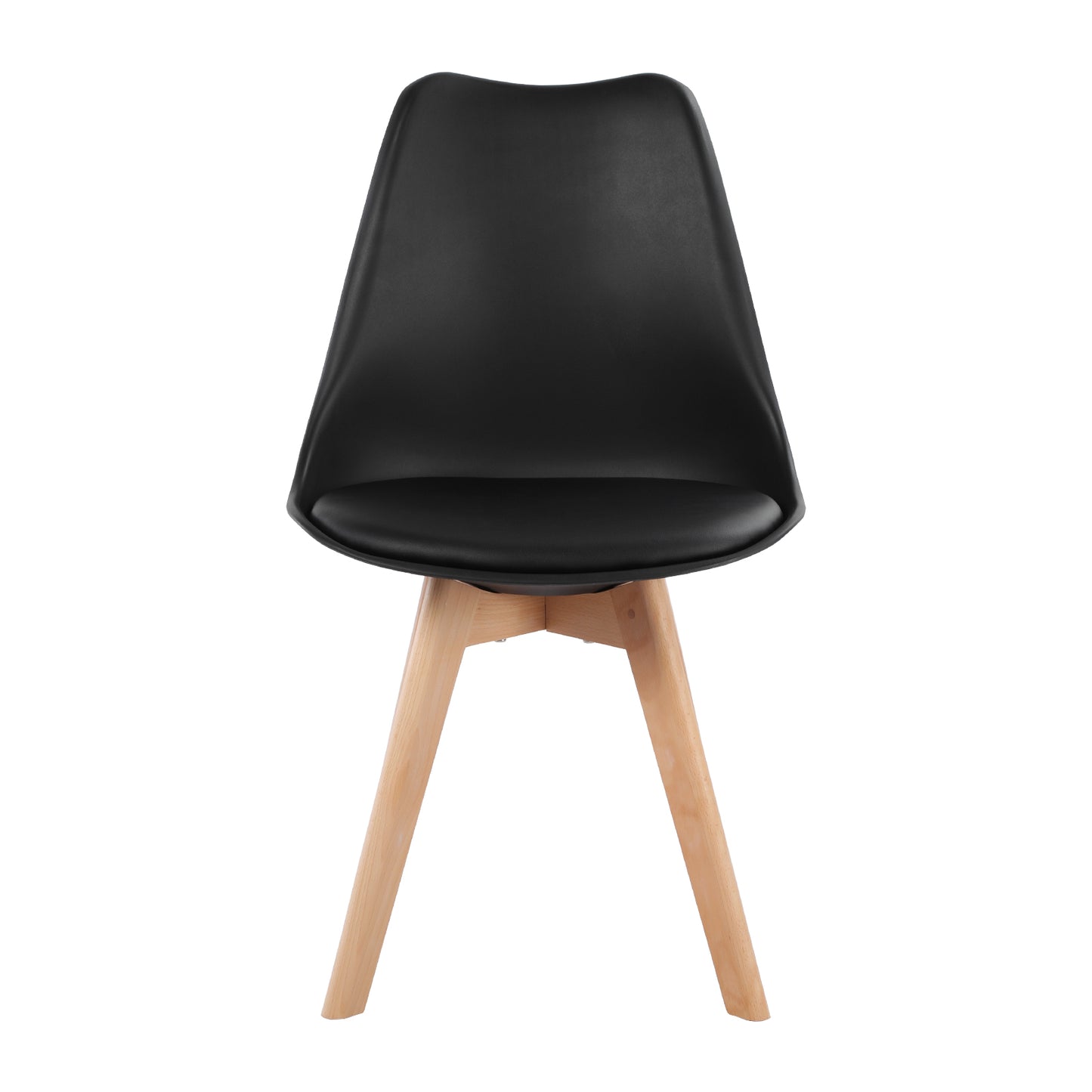 Ensemble de Table et Chaises Scandinave - Table Ronde en Verre avec Pieds en Bois et 2 Chaises Noires au Design Épuré, Dimensions 54x54x82cm