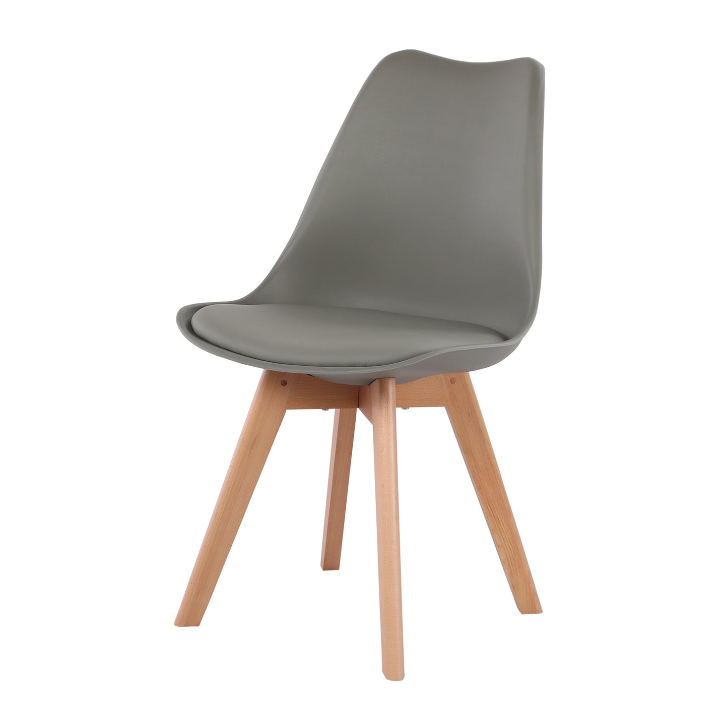 Ensemble de Table et Chaises Scandinave - Table Ronde en Verre avec Pieds en Bois et 2 Chaises Grises au Design Épuré, Dimensions 54x54x82cm