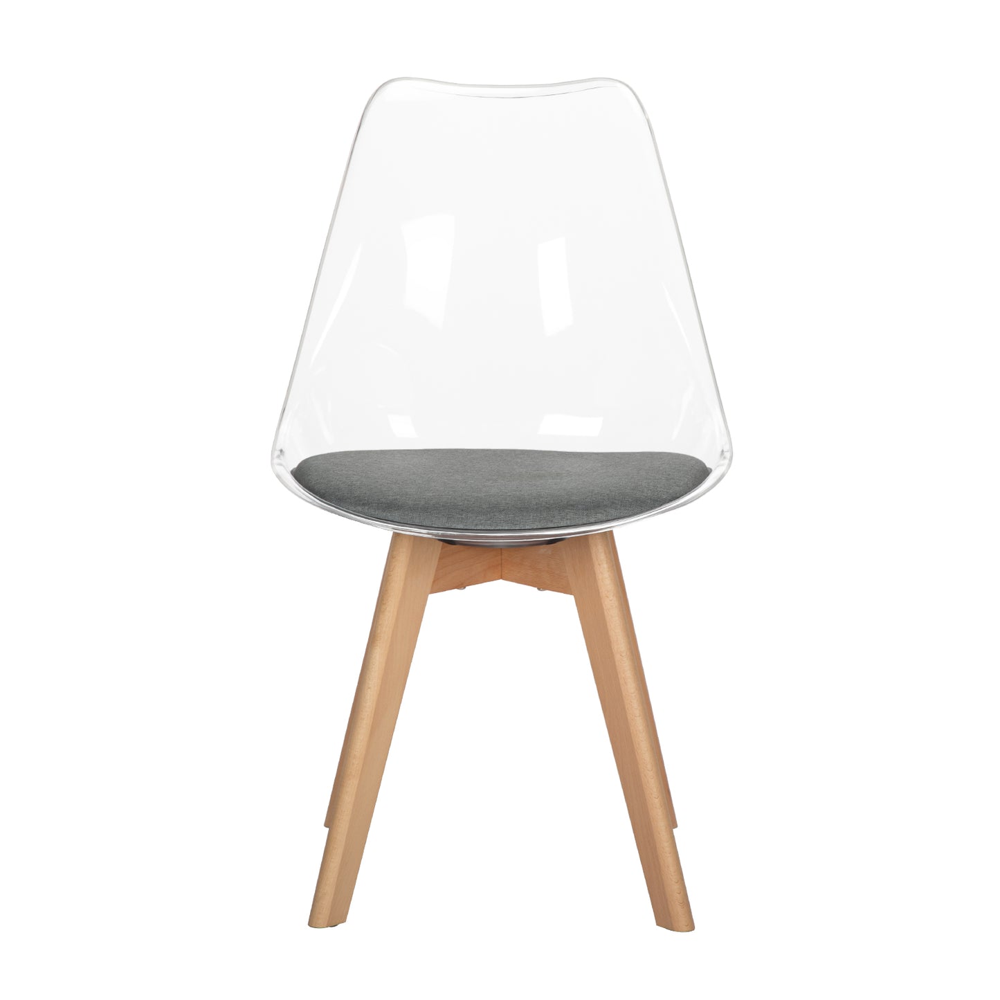 Ensemble de Table et Chaises Scandinave pour 2 à 4 Personnes - Table Ronde en Verre à Pieds en Bois et Lot de 4 Chaises Transparentes au Design Épuré