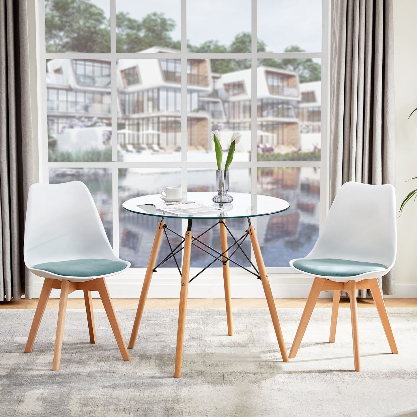 Lot de 4 chaises au design contemporain Scandinave pour salle à manger, Confortables et Élégantes