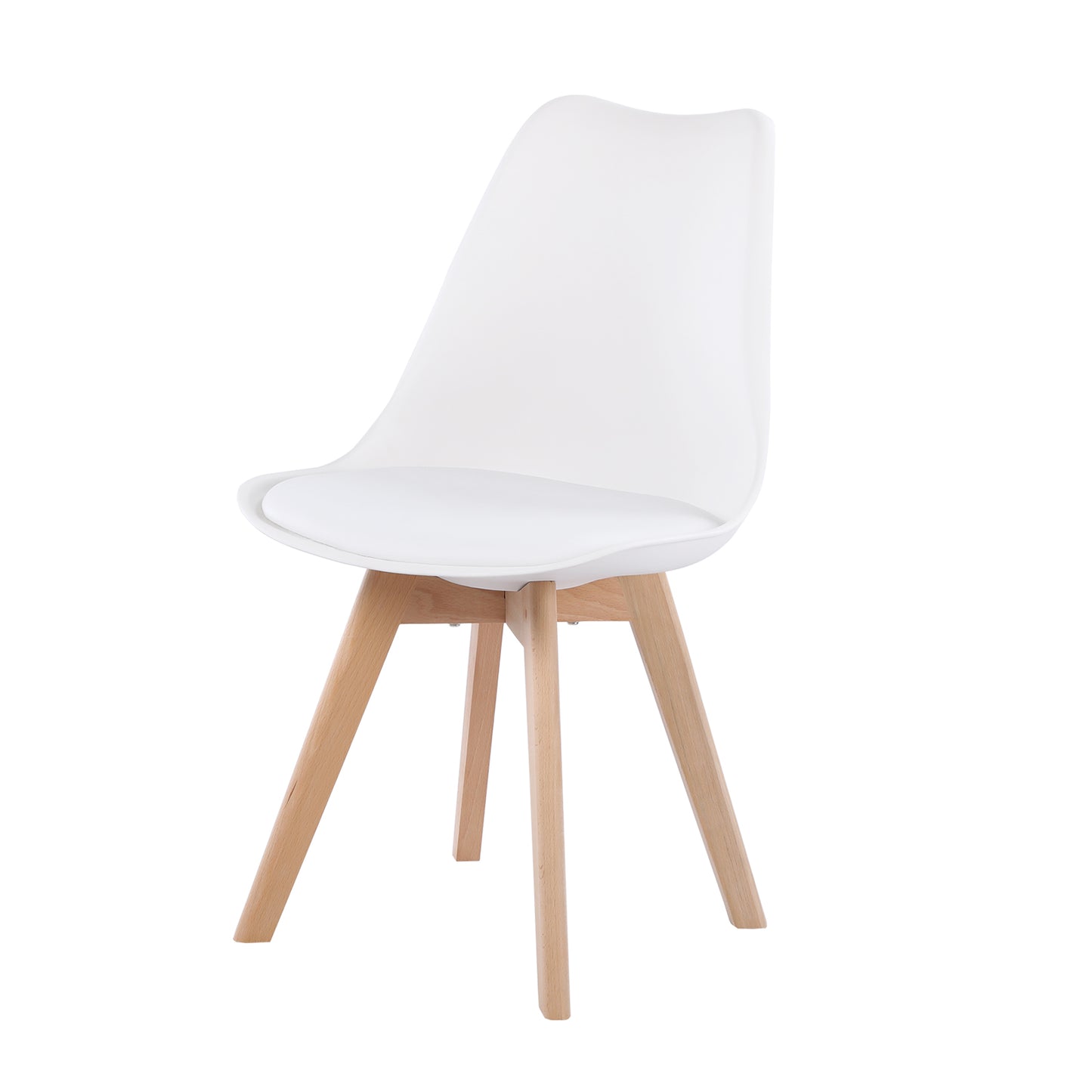 Ensemble de Table et Chaises Scandinave - Table Ronde en Verre avec Pieds en Bois et 2 Chaises Blanches au Design Épuré, Dimensions 54x54x82cm