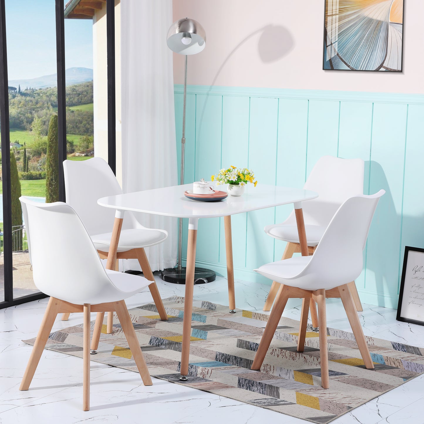 6× chaises de salle à manger design contemporain scandinave-blanc