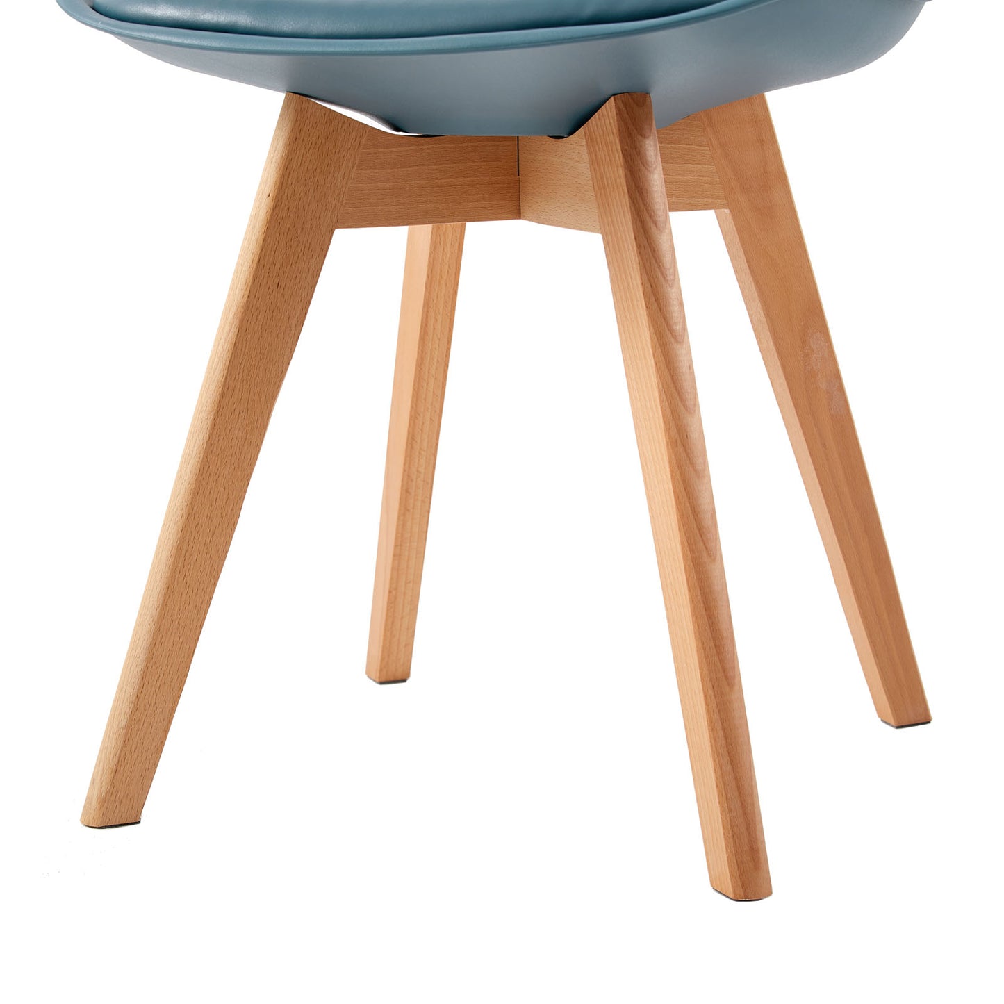 Lot de 2 Chaises de Cuisine Rétro Rembourrée Chaise de Salle de Bureau, Pieds en Bois de Hêtre Massif--Bleu gris foncé