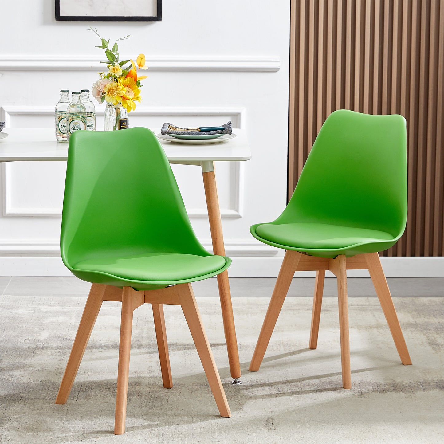 1× chaise de salle à manger design contemporain scandinave-Vert