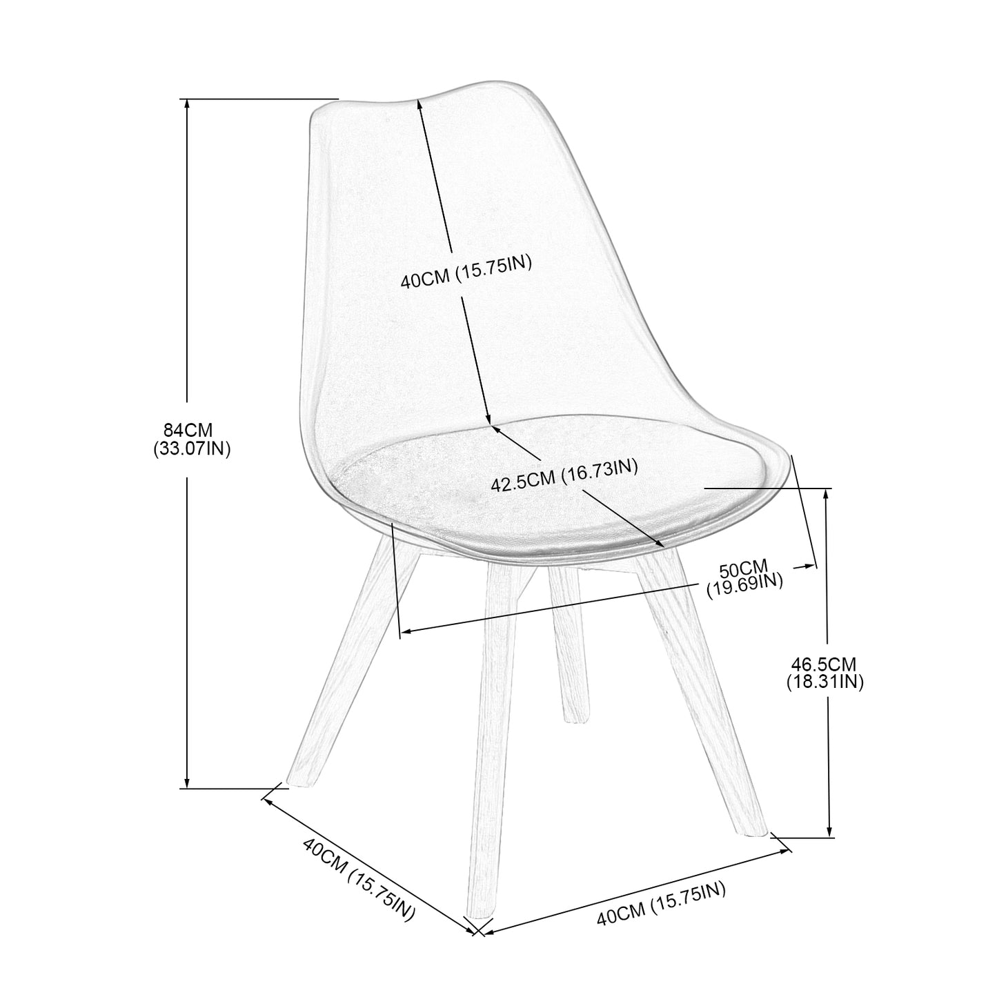 Lot de 4 chaises de cuisine en a manger design contemporain scandinave pieds bois de chene - Jaune