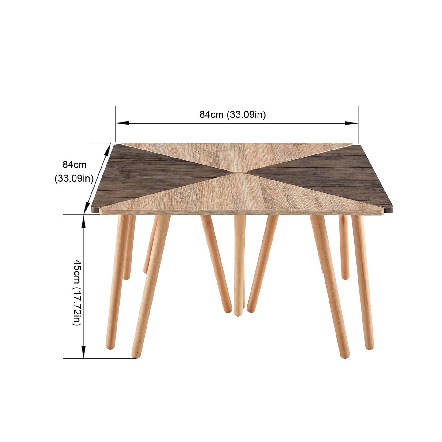 Lot de 2 Tables Basses Combinées Style Scandinave - Tables de Salon - 84 x 84 x 45 cm