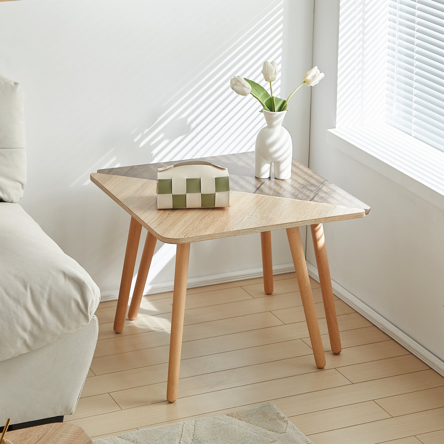 Lot de 2 Tables Basses Combinées Style Scandinave - Tables de Salon - 84 x 84 x 45 cm