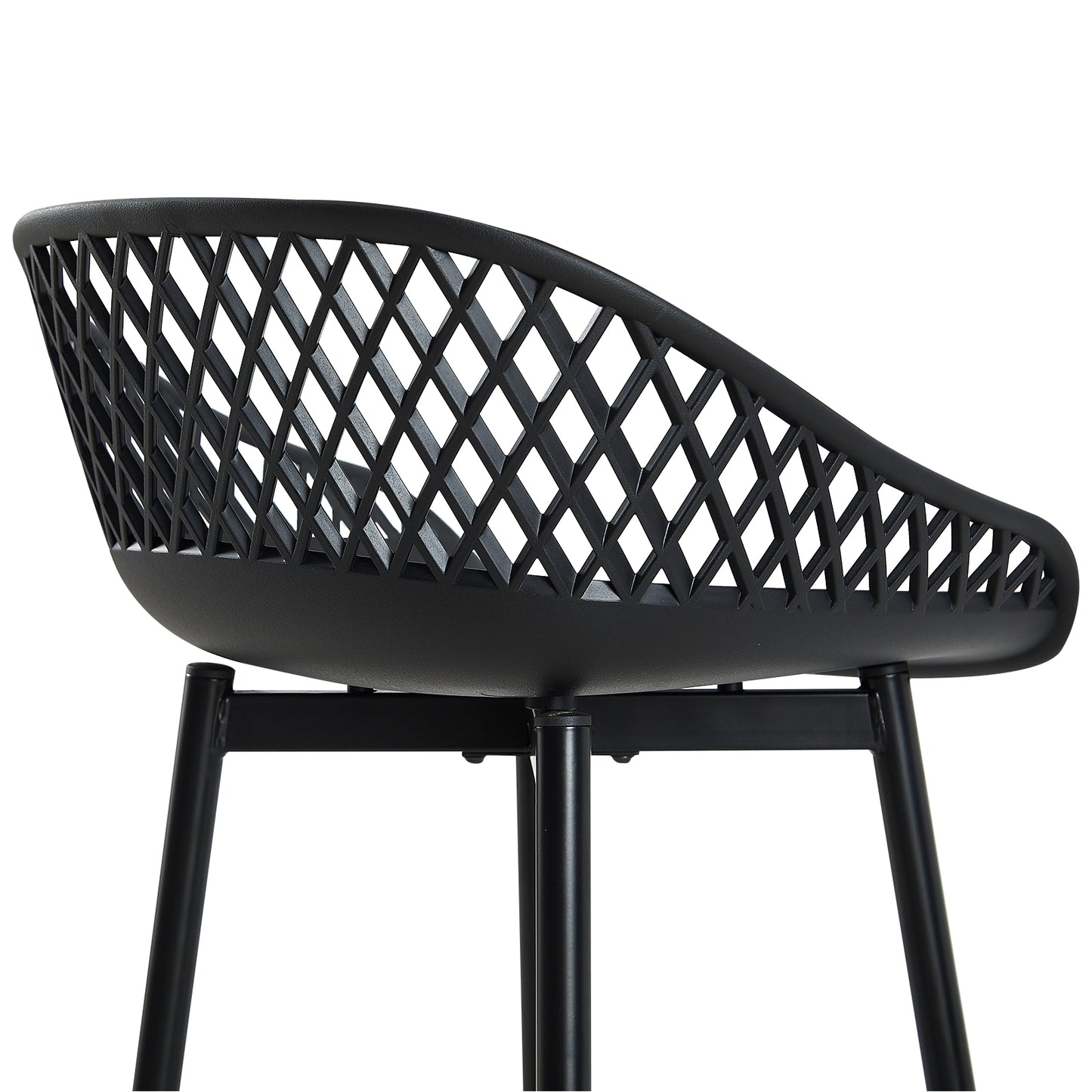 Lot de 4 tabourets de bar avec dossier, chaises extérieures résistantes aux intempéries, assise large et pieds en métal, noir