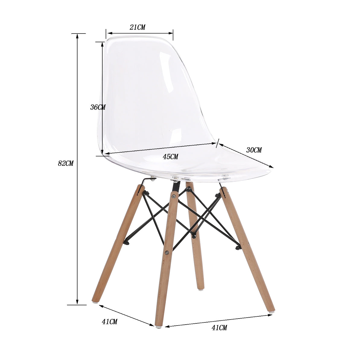 Lot de 4 Chaises Scandinaves Transparentes - Chaises de Salle à Manger