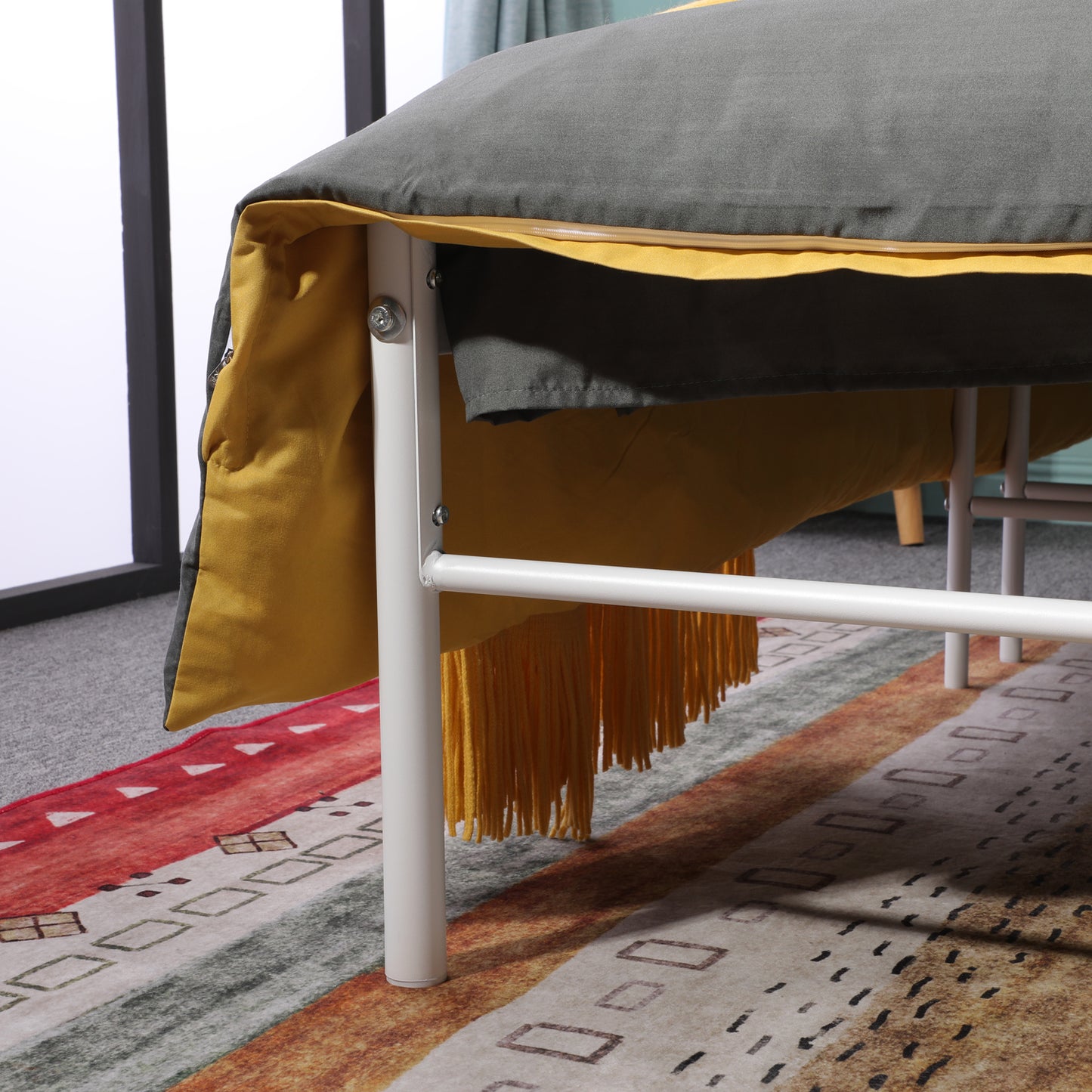 Lit Simple Contemporain en Métal pour Adulte ou Enfant - 90x190 cm - Blanc