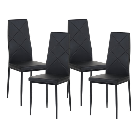 Lot de 4 Chaises de salle à manger rembourrées--Noir