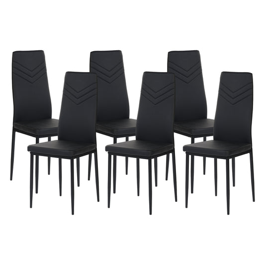 Lot de 6 Chaise de cuisine moderne avec pieds en métal-Noir