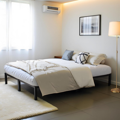 140 x 200 cm Cadre de Lit en Bloc, Metal Sommier pour 2 Personnes Adulte Lit avec Sommier - Noir