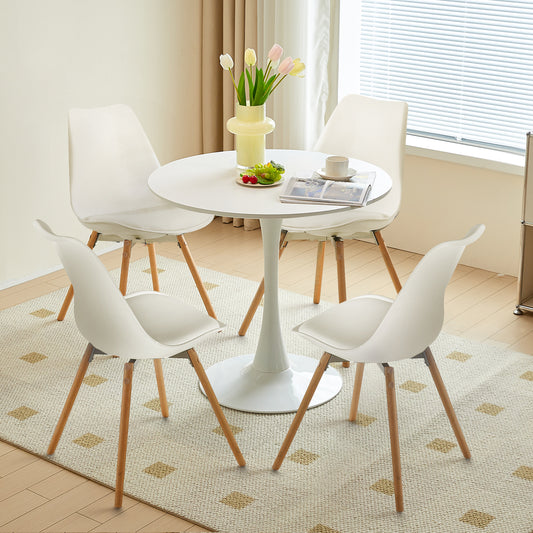4 Chaise de salle à manger design contemporain scandinave-Blanc
