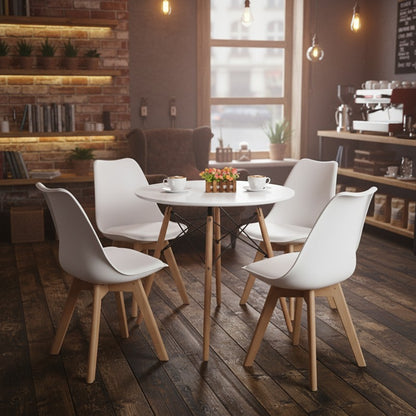 Lot de 2 Chaises design contemporain nordique scandinave - pieds en bois de hêtre massif - Blanc