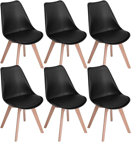 Lot de 6 chaises au design Scandinave contemporain pour salle à manger - Noir