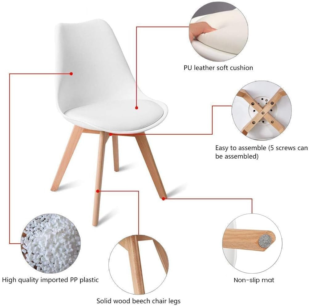 6× chaises de salle à manger design contemporain scandinave-blanc