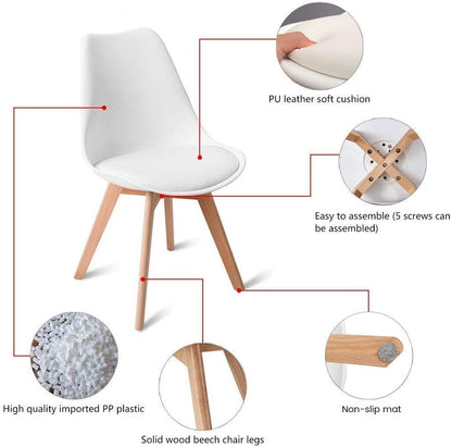 6× chaises de salle à manger design contemporain scandinave-blanc