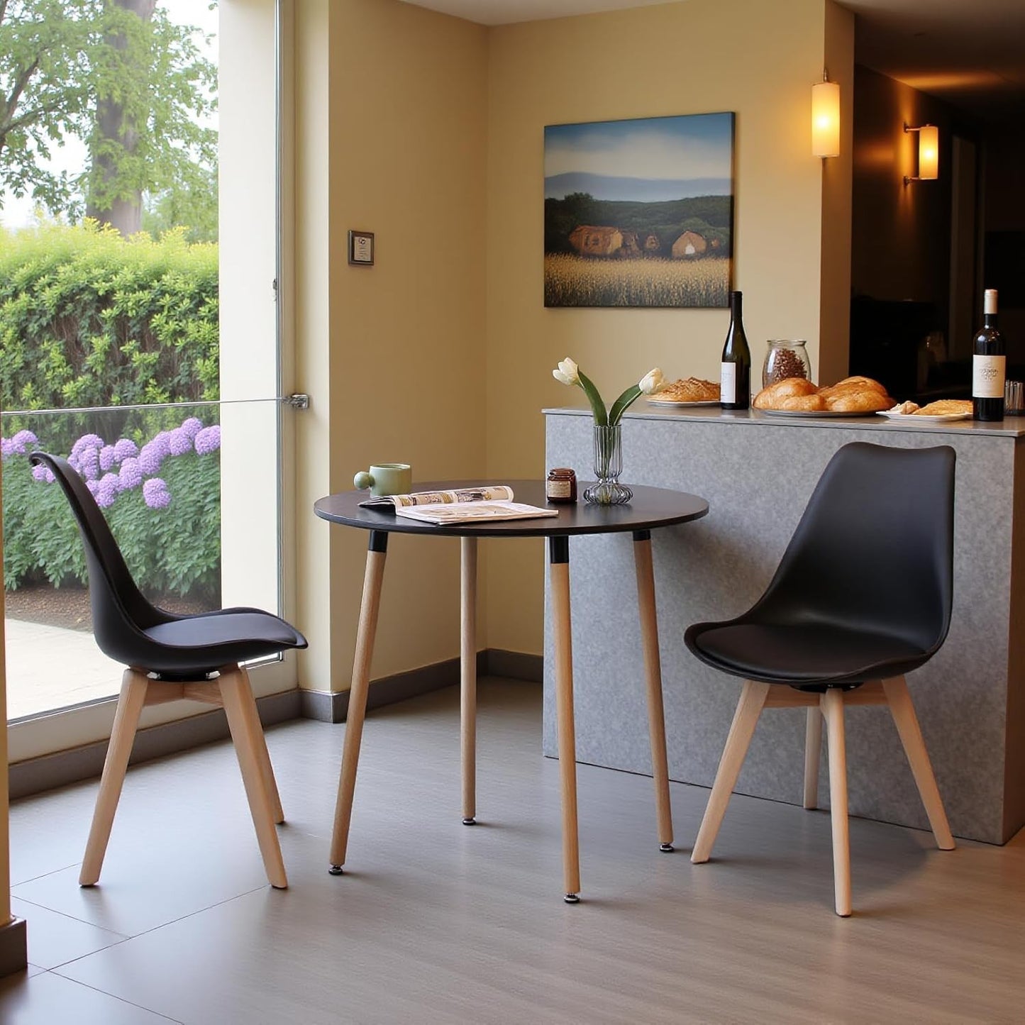 Lot de 2 chaises de salle à manger design contemporain scandinave-Noir