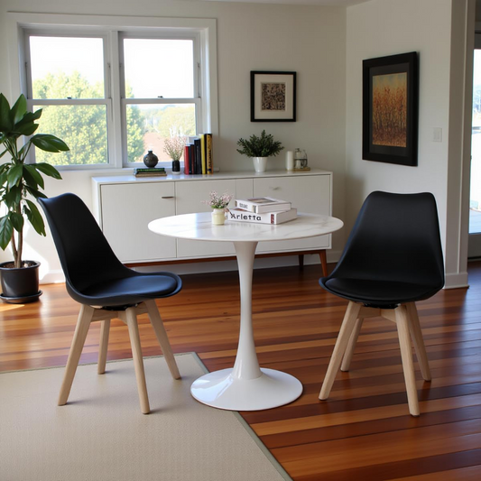 Lot de 2 Chaises design contemporain nordique scandinave - pieds en bois de hêtre massif - Noir