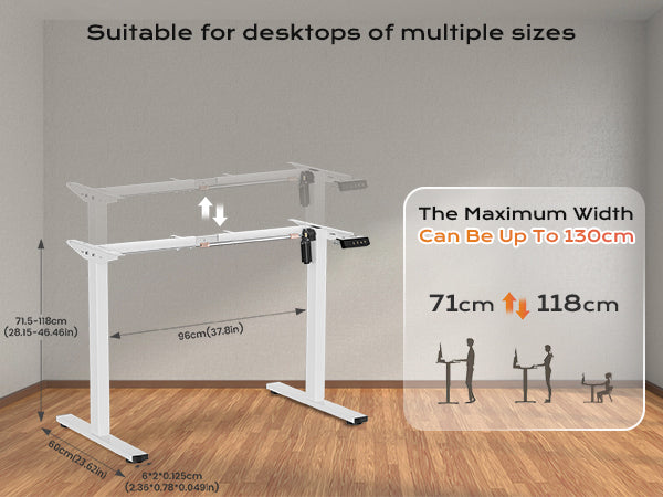 Pied Bureau Assis Debout, Bureau Assis Debout Électrique pour Plateaux de 110-160 CM avec Port de Charge USB, Bureau Reglable en Hauteur Electrique Blanc