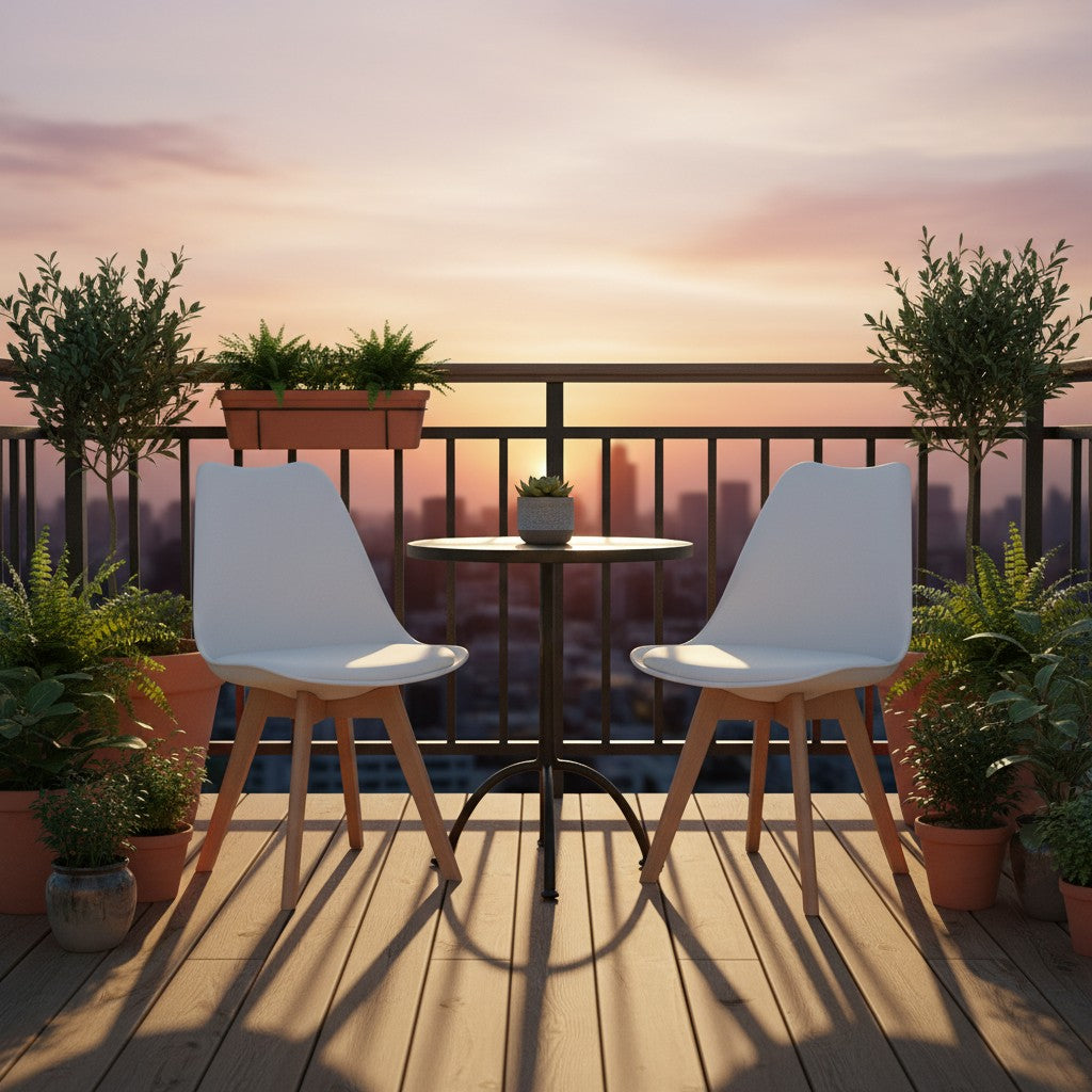 2 pièce chaise de cuisine salle à manger design scandinave assise rembourrée pieds en bois de hêtre massif - blanc