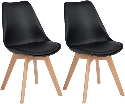 Lot de 2 chaises de salle à manger design contemporain scandinave-Noir
