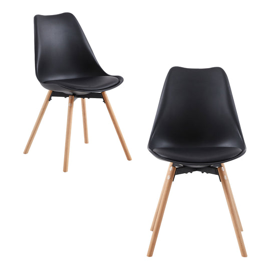 2 pièce chaises de salle à manger design contemporain scandinave-Noir