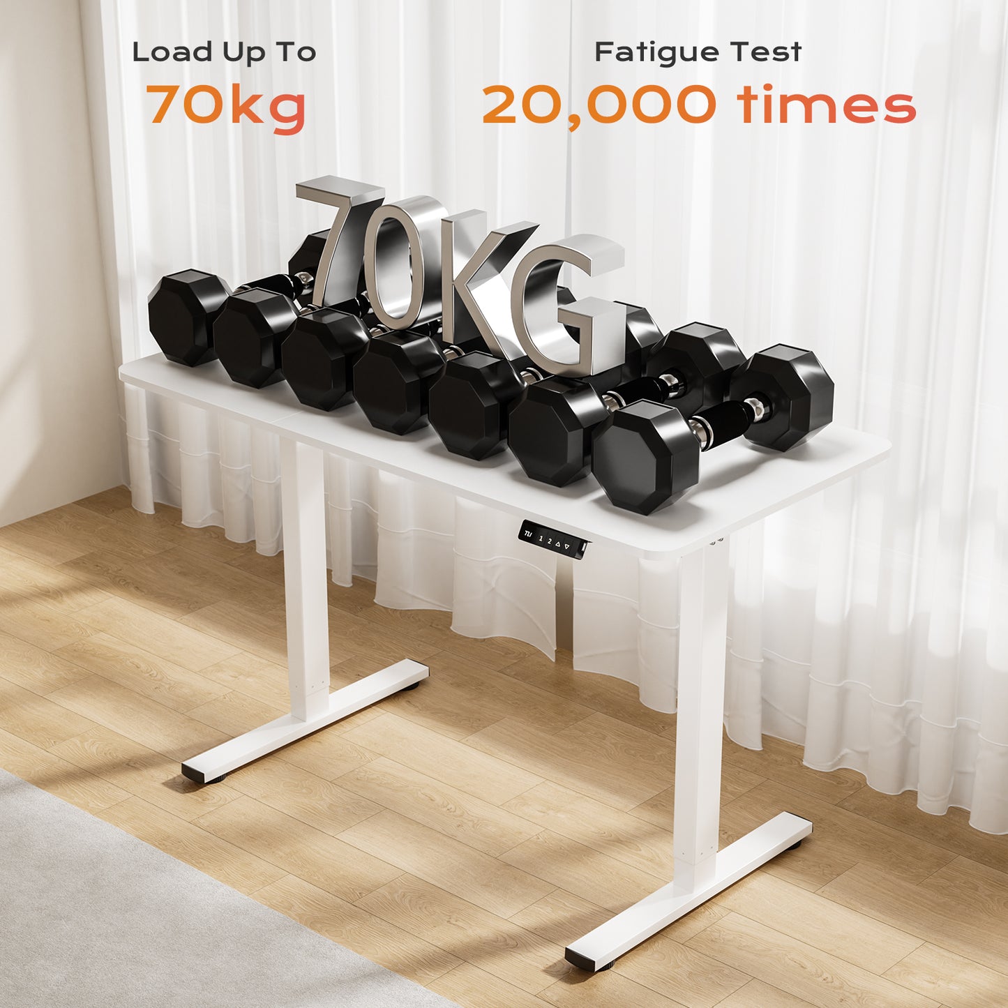 Pied Bureau Assis Debout, Bureau Assis Debout Électrique pour Plateaux de 110-160 CM avec Port de Charge USB, Bureau Reglable en Hauteur Electrique Blanc