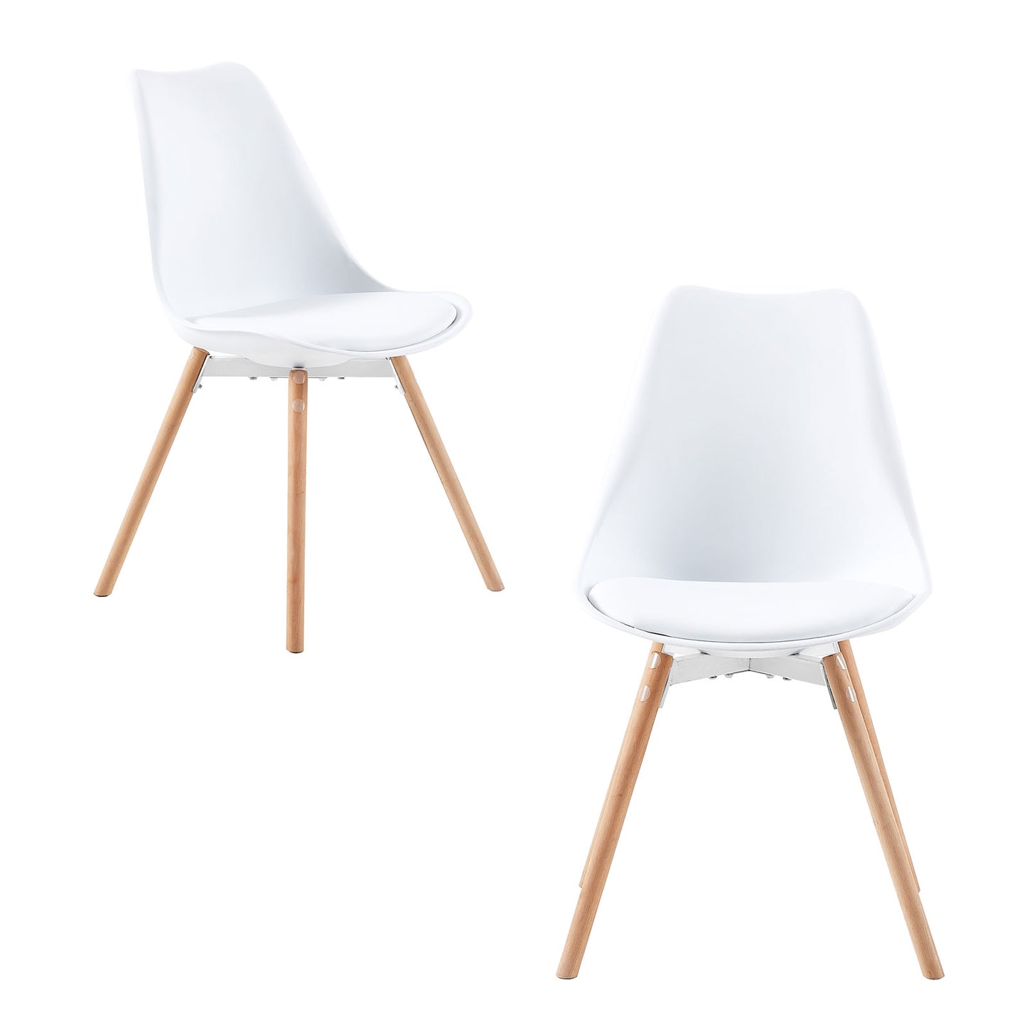 2 pièce chaises de salle à manger design contemporain scandinave-Blanc