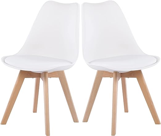 Lot de 2 chaises de salle à manger design contemporain scandinave-Blanc