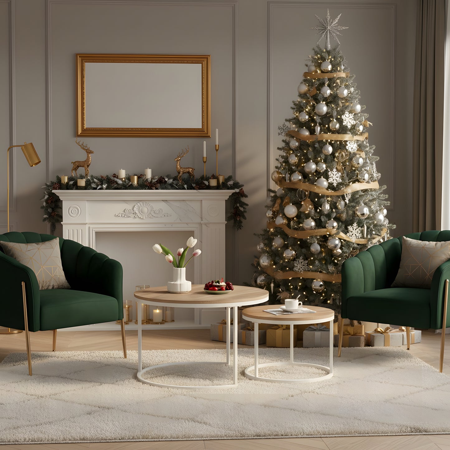 Lot de 2 Tables Basses Gigognes Rondes Style Scandinave - Table de Salon - 80 x 45 cm et 60 x 35 cm - Couleur Chêne